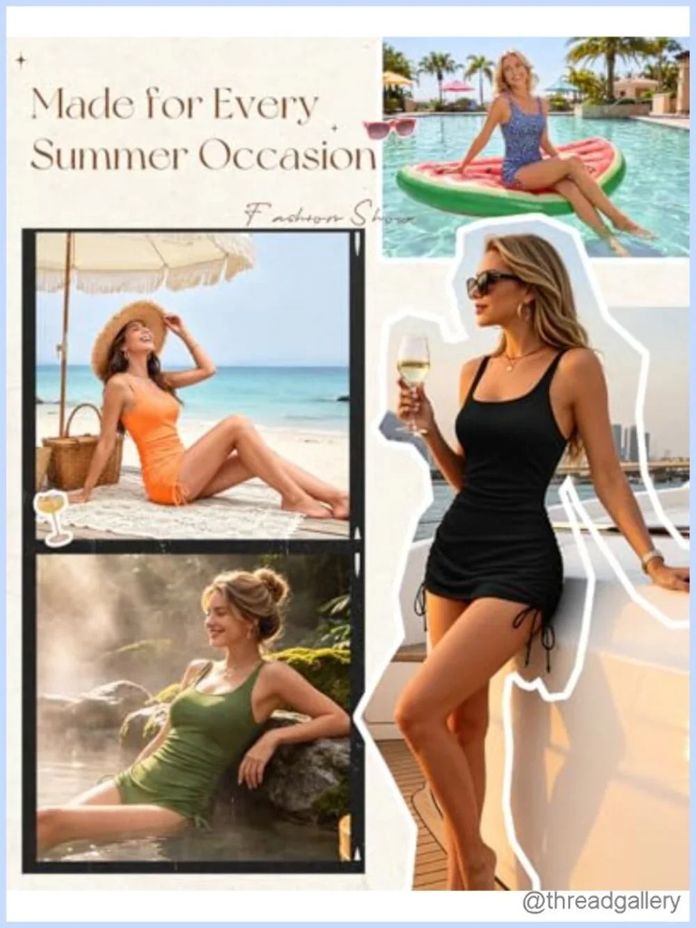 Women's Ribbed One Piece Swim Dress Modest Ruching Push Up